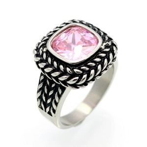 Chunky Pink CZ & Stainless Steel - Sz 6 & 8